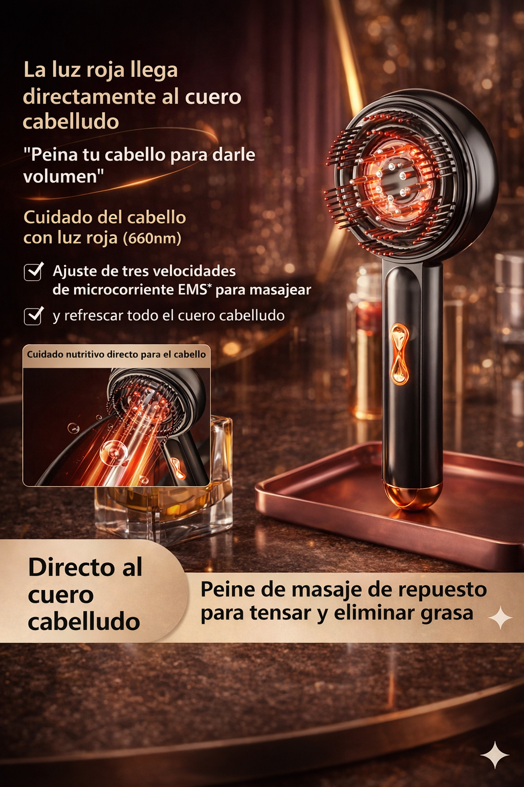 Peine de Masaje Terapéutico LED